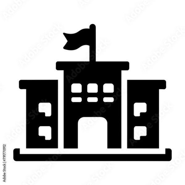 Fototapeta "Military Barrack Icon: A Vector Design Of A Military Barrack, Symbolizing The Sturdy Infrastructure Of An Army Camp Where Soldiers Gather And Live."