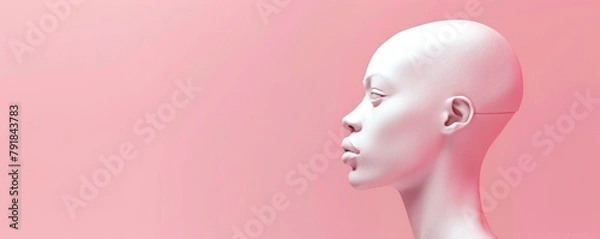 Obraz head of a white mannequin on a pink background. banner with copy space.