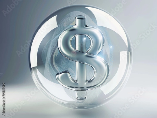 Obraz A dollar sign inside a protective bubble, representing financial security