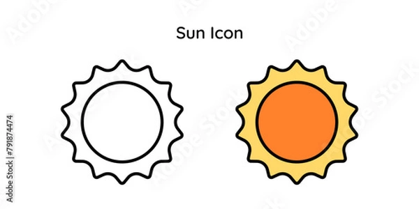 Fototapeta Sun vector icon line and line color style