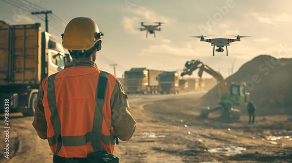 Obraz Engineer operating drones