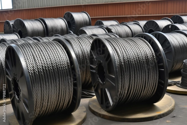 Fototapeta carbon steel cable сreated with Generative Ai