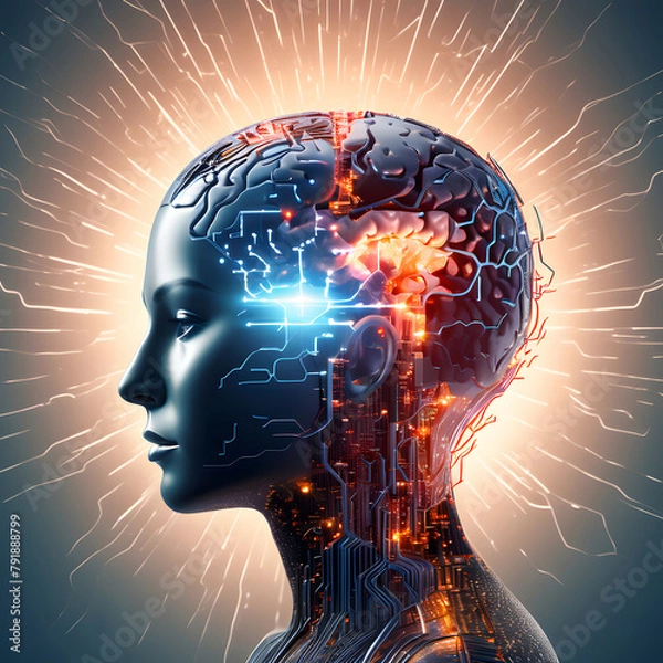 Obraz ai human head with brain