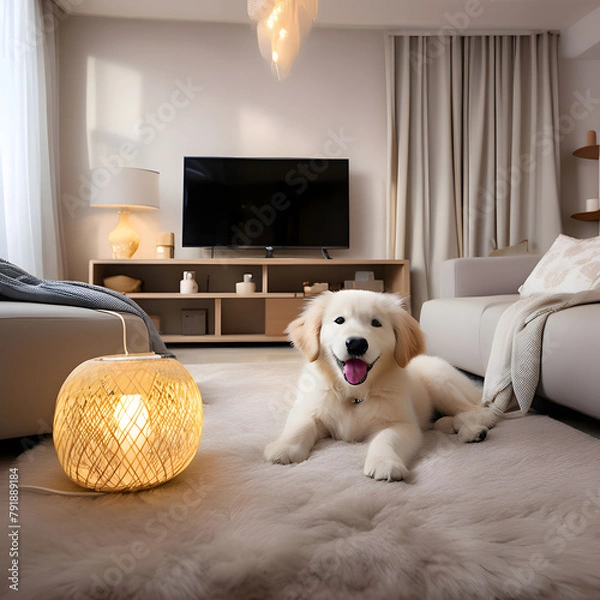 Obraz cute golden retriever in fun mode