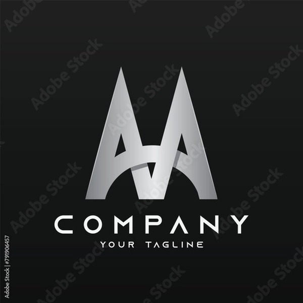 Obraz Alphabet logo illustration logo vector of letter AA 3d