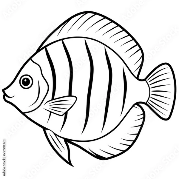 Obraz Discus Fish on white background logo icon vector illustration                                                                      