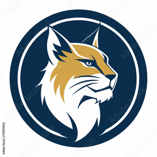 Obraz   A Bobcat side view  Icon in circle logo,  vector illustration 