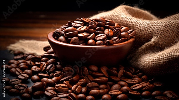 Obraz coffee beans and coffee cup