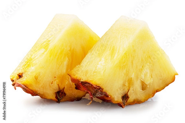 Fototapeta Ripe pineapple  and pineapple slices isolated on white background. File contains clipping path.