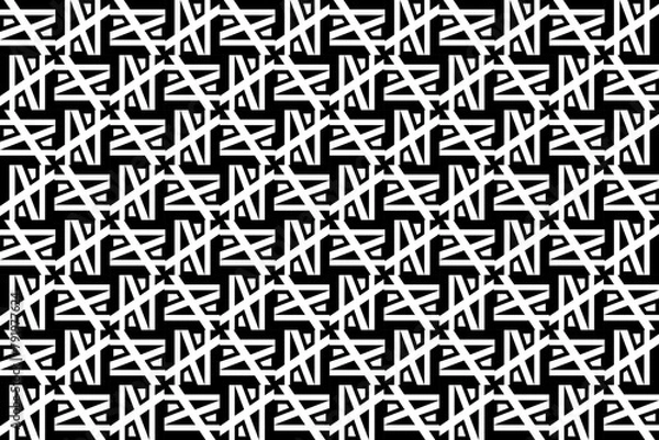 Fototapeta Abstract seamless repeating pattern. Black and white seamless geometric textile pattern. Abstract mosaic tile wallpaper decor.