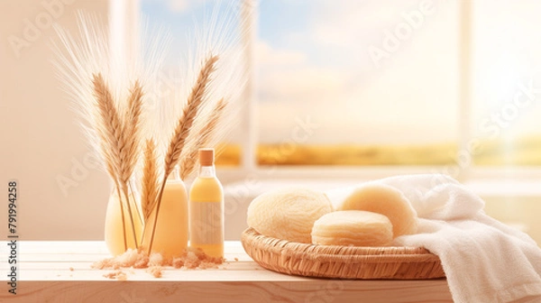 Fototapeta composition of wheat and milk