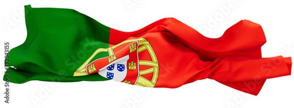 Fototapeta Portuguese Flag Rippling in the Breeze, Showcasing the Coat of Arms and Vibrant Colors