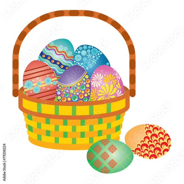 Obraz Full Basket of Decorated Easter Eggs