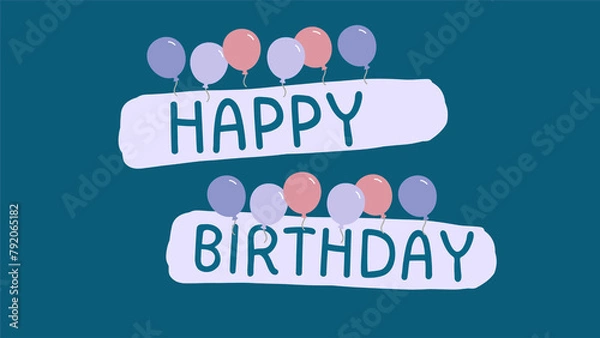 Obraz Happy Birthday wishes design with blue background and balloons