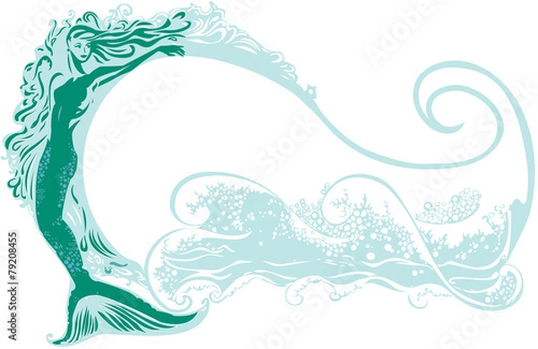 Obraz Syrenka na tle fali