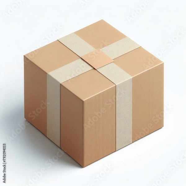 Obraz Closed cardboard box with Adhesive isolated on a white background