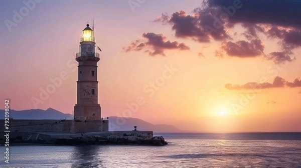 Obraz Lighthouse over the harbour of Chania.


