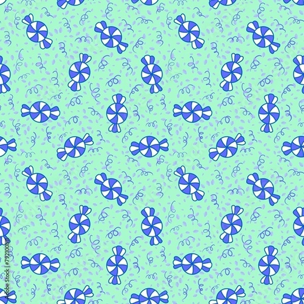 Fototapeta Cartoon Christmas mint candy seamless pattern for wrapping paper and fabrics and kids clothes print and new year