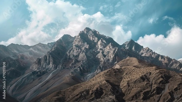Fototapeta Barren mountains at Losar, Spiti Valley, Himachal, India.


