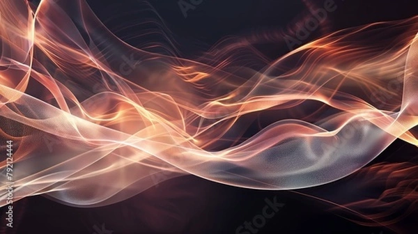 Fototapeta The graceful flow of translucent smoke waves, with a palette that seamlessly transitions from deep amber to a soft, glowing white. 