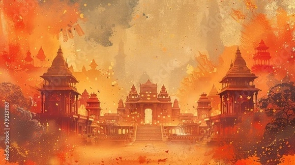 Fototapeta Greeting Card and Banner Design for Social Media or Educational Purpose of National Ram Navami Day Background