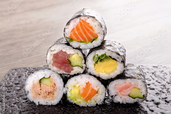 Obraz Selection of mini sushi roll