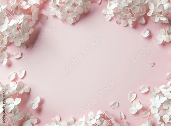 Fototapeta Pink Background With White Flowers
