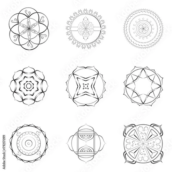 Obraz Nine mandalas outline designs