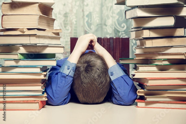 Obraz Tired school boy