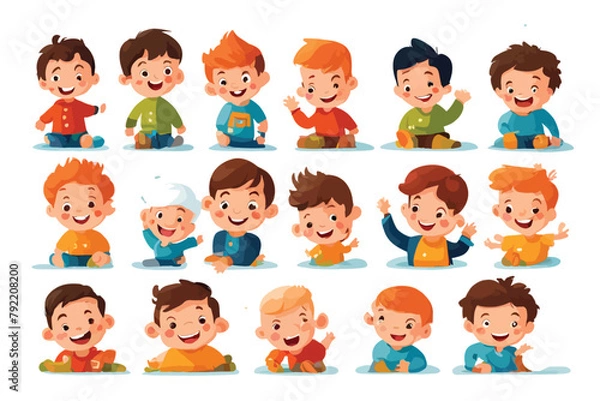 Fototapeta illustration of the characteristic expression of a happy little child