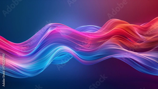 Fototapeta abstract background with blue and pink wavy fabric. 3d rendering