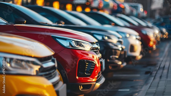 Fototapeta cars in a row,generative ai