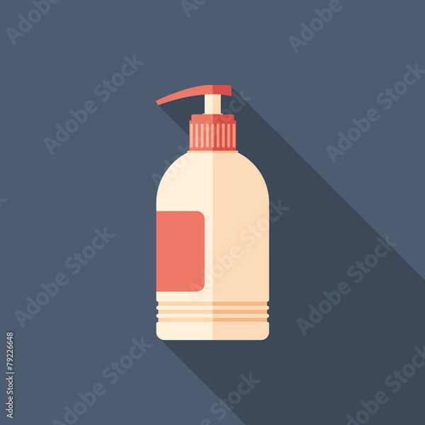 Obraz Liquid soap flat square icon with long shadows.