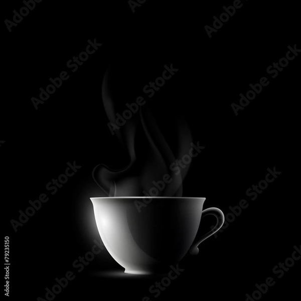 Fototapeta cup with a drink on a black background