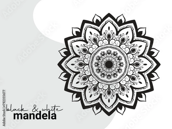 Obraz Black and white mandala vector isolated on white.