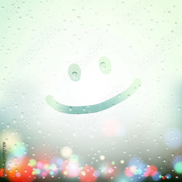 Fototapeta smile drawn on Sweaty Window