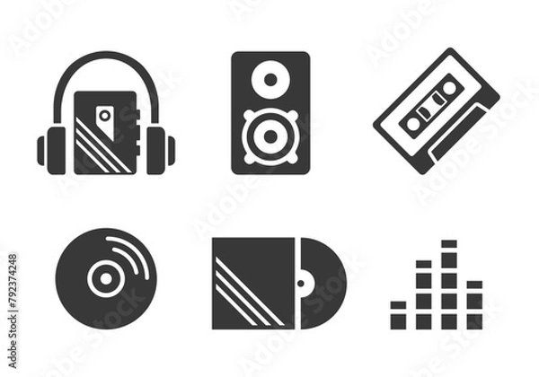 Obraz Music icons. Flat vector illustration. White background. 