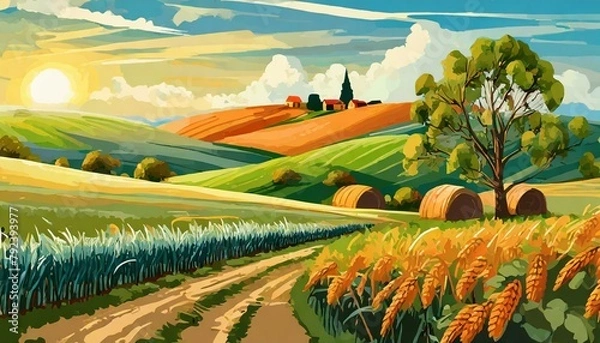 Obraz region landscape with vineyard