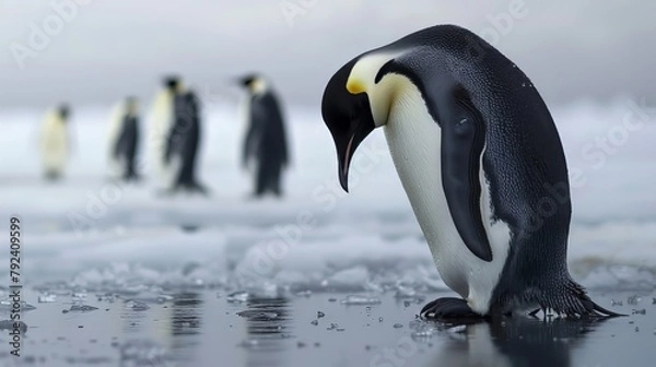 Fototapeta Penguins Sad Ice Melted