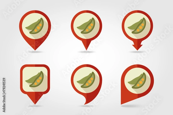 Fototapeta Pea flat icon with long shadow