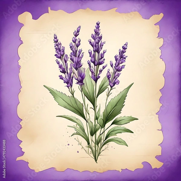 Obraz lavender in parchment paper background