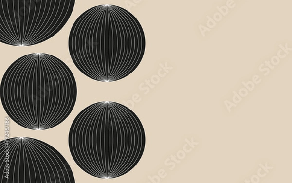 Fototapeta Trend Geometry Shapes Frame with Copy Space. Geometrical circles in modern Cordel Woodcut style. Y2K Wireframe vector can used Web banner, poster. EPS 10 Editable stroke.
