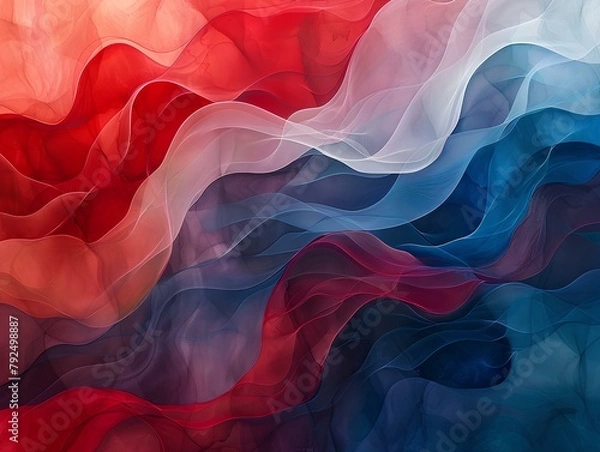 Obraz An abstract design featuring flowing lines and swirling shapes in shades of red and blue, reminiscent of blood flow and the patterns visualized in echocardiograms.