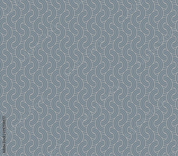 Obraz Vector cream colour geometric fabric waves seamless texture.  White background.