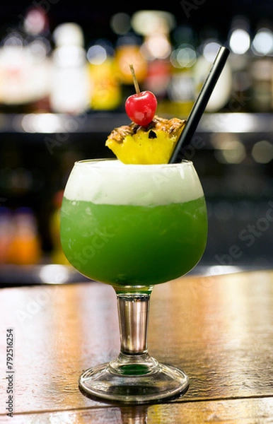 Obraz pineapple mint cocktail with cherry