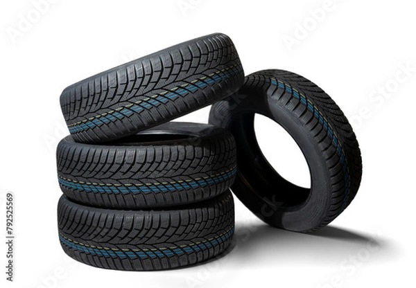 Fototapeta Winter tires isolated on transparent background.