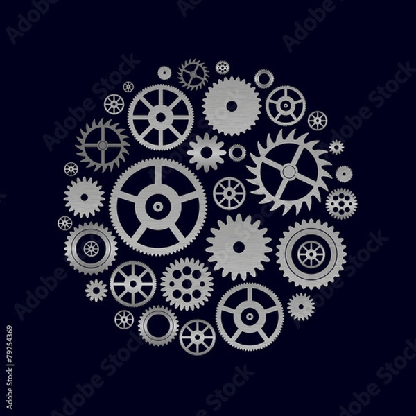 Fototapeta various cogwheels parts of watch movement in circle eps10