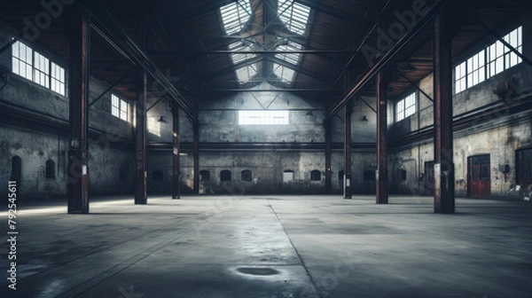 Fototapeta empty warehouse with a lot of windows