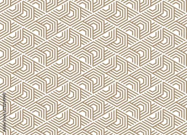 Fototapeta Abstract geometric pattern with stripes, lines. Seamless vector background. White and beige ornament. Simple lattice graphic design