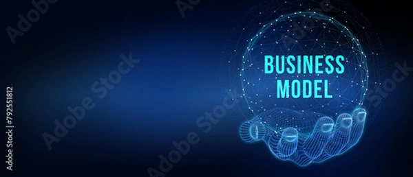 Fototapeta Business, Technology, Internet and network concept. Shows the inscription: BUSINESS MODEL. 3d illustration